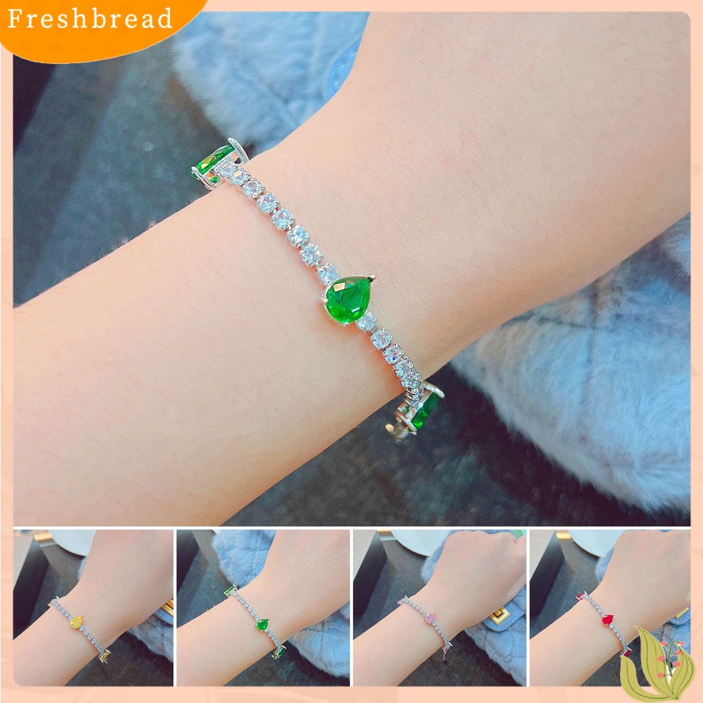 &lt; Freshbread &gt; Gelang Pengantin Yang Dapat Disesuaikan Mulia Dengan Rantai Ekstensi Tetesan Air Cubic Zirconia Charm Bracelet Fine Jewelry