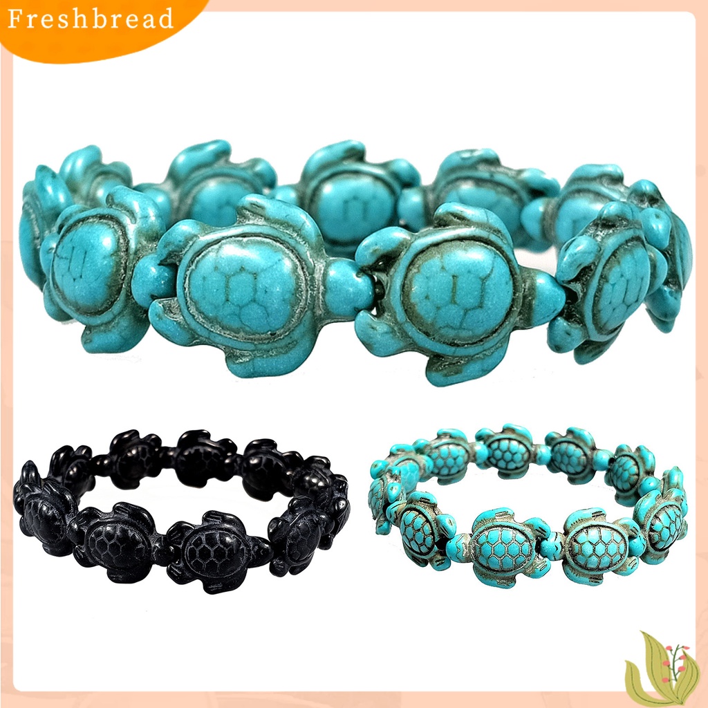 &lt; Freshbread &gt; Hadiah Gelang Unisex Bentuk Hewan Hidup Faux Turquoise Sea Turtles Hawaiian Bracelet Ramah Lingkungan