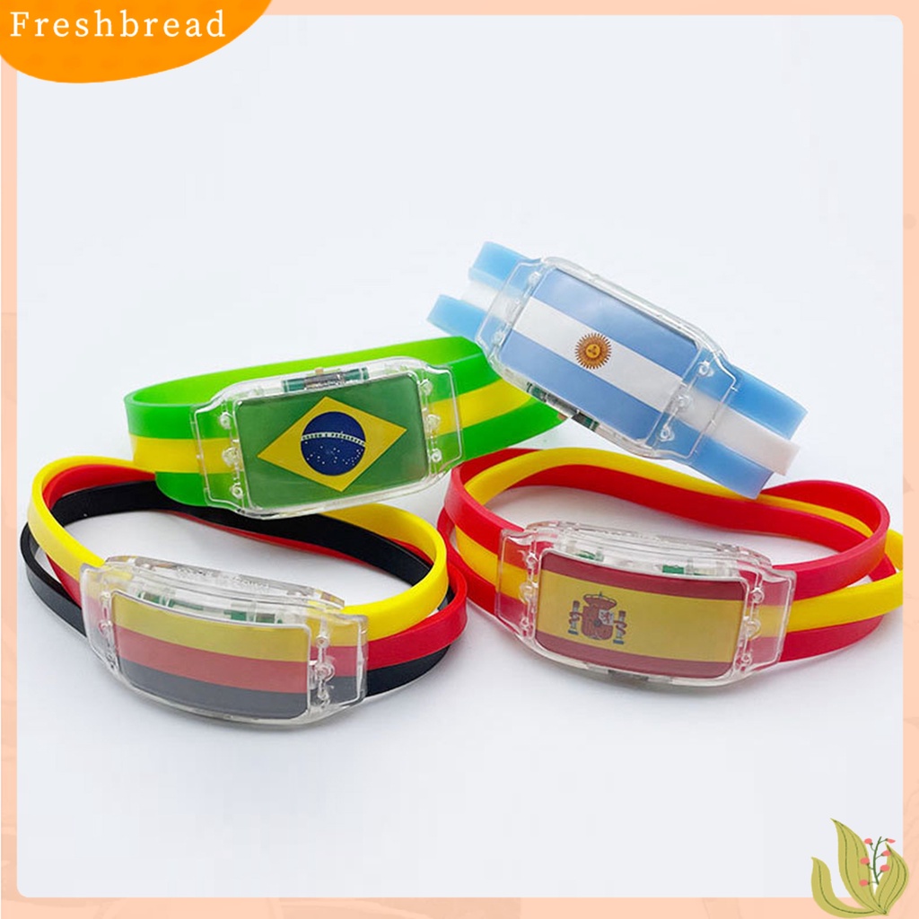 &lt; Freshbread &gt; Gelang Tangan Piala Dunia Glow in The Dark Tambah Suasana Argentina Brazil Jerman Spanyol Bendera Nasional Gelang LED Untuk Club