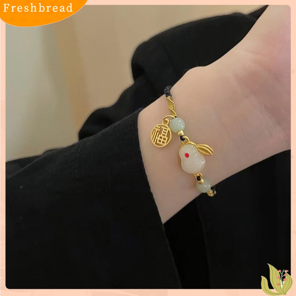 &lt; Freshbread &gt; Wanita Gelang Buatan Tangan Tali Yang Dapat Disesuaikan Pengerjaan Halus Prospek Yang Baik Maskot Pesona Tanda Berkah Multi-Gaya Zodiak Kelinci Beruntung Dikepang Strand Bracelet