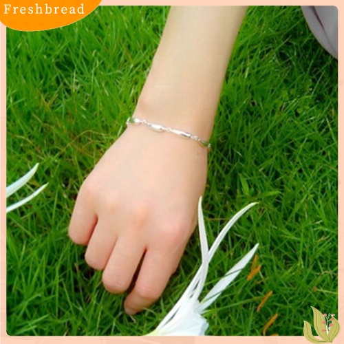 &lt; Freshbread &gt; Wanita Fashion Perak Berlapis Tetesan Air Link Rantai Gelang Bangle Perhiasan Hadiah