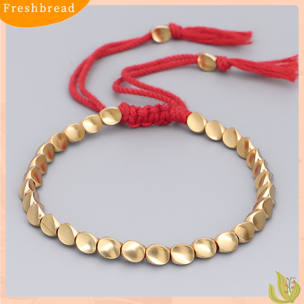 &lt; Freshbread &gt; Unisex Handmade Braided Copper Beads Serut Tali Keberuntungan String Rantai Gelang