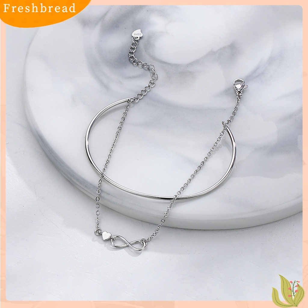 &lt; Freshbread &gt; Wanita Gelang Lapisan Ganda Kilau Cerah Liontin Cinta Abadi Electroplating Anniversary Souvenir Unfading Infinity Charm Bracelet Bangle Untuk Pakaian Sehari-Hari