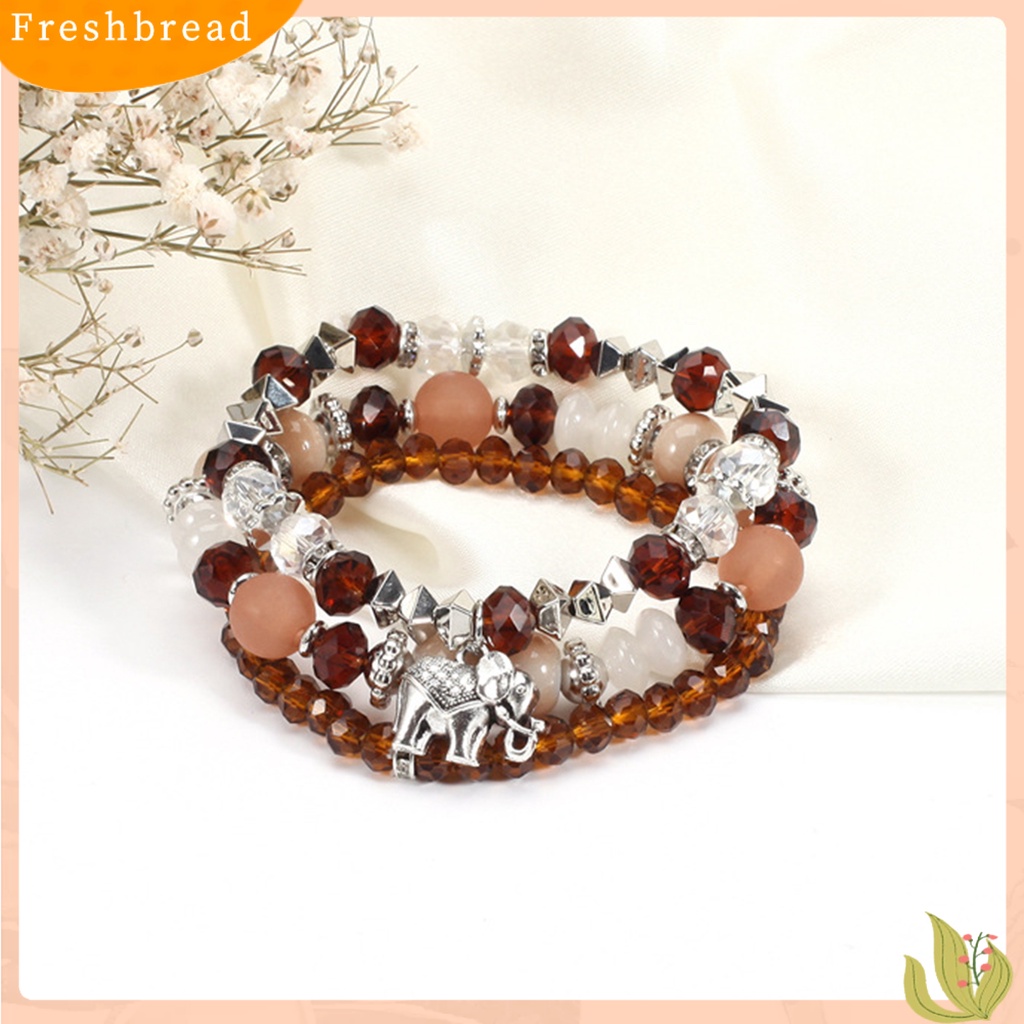 &lt; Freshbread &gt; 3Pcs/Set Gajah Menjuntai Tali Elastis Perempuan Gelang Multilayer Wanita Bohemia Manik-Manik Kristal Imitasi Gelang Perhiasan Aksesori