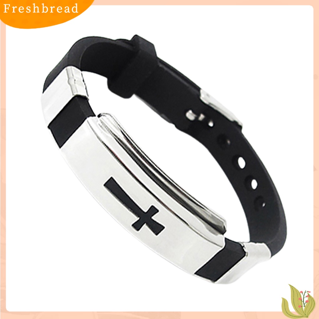 &lt; Freshbread &gt; Gelang Bangle All-match Bahan Stainless Steel Motif Salib Unisex Untuk Pesta