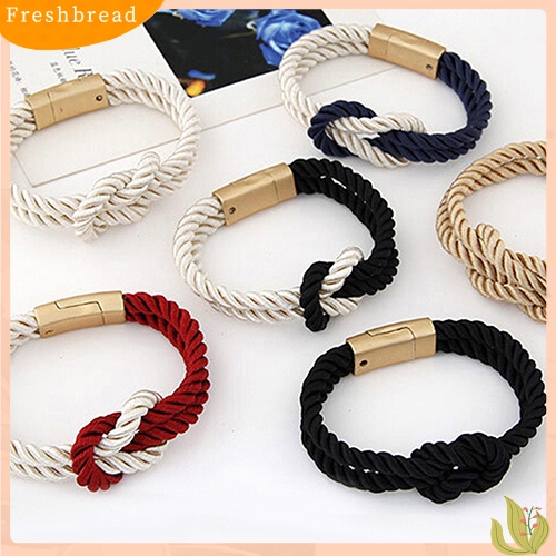 &lt; Freshbread &gt; Gelang Rantai Tali Kepang Wanita Pria Dengan ic Clasp Bow Charm Bangle