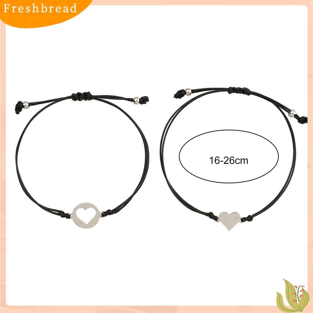 &lt; Freshbread &gt; 2Pcs/Set Gelang Persahabatan Tali Anyaman Yang Dapat Disesuaikan Kasual Geometris Semua Pertandingan Dekorasi Hadiah Teman Terbaik Fashion Hati Kupu-Kupu Sisters Card Bracelets