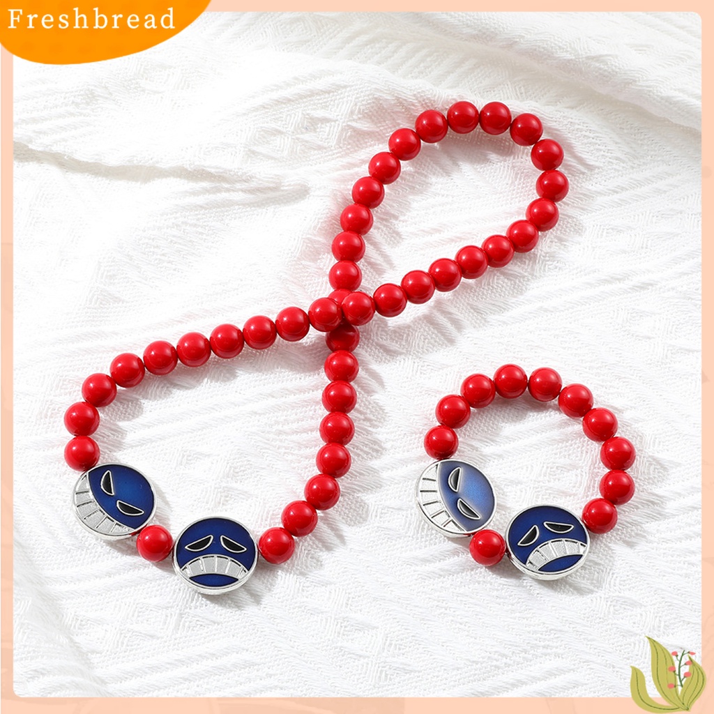 &lt; Freshbread &gt; Pria Gelang Senyum Menangis Wajah Pesona Manik-Manik Merah Elastis Keren Kepribadian Hadiah Adjustable Karakter Anime Cosplay Kalung Aksesoris Pakaian