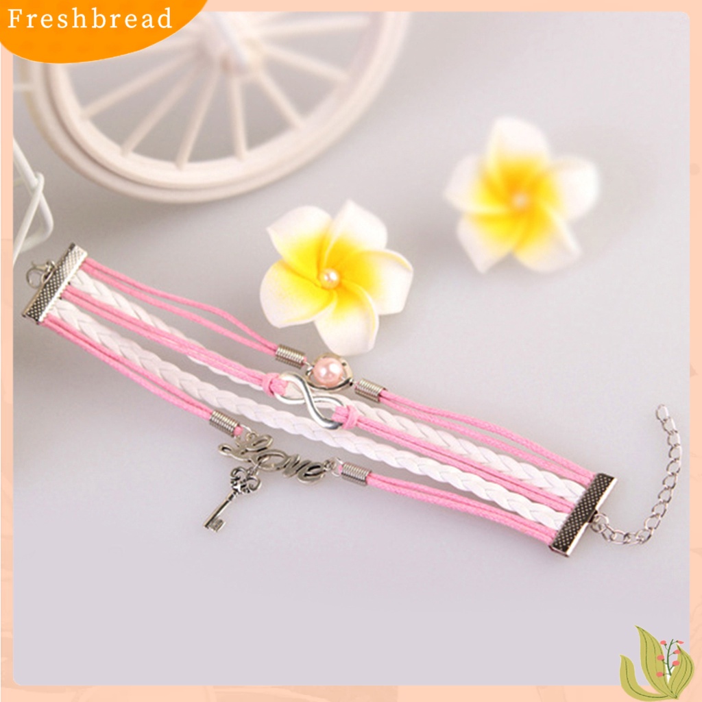 &lt; Freshbread &gt; 2Pcs/Set Infinity Cinta Hati Kunci Lock Multilayer Gelang Persahabatan Perhiasan