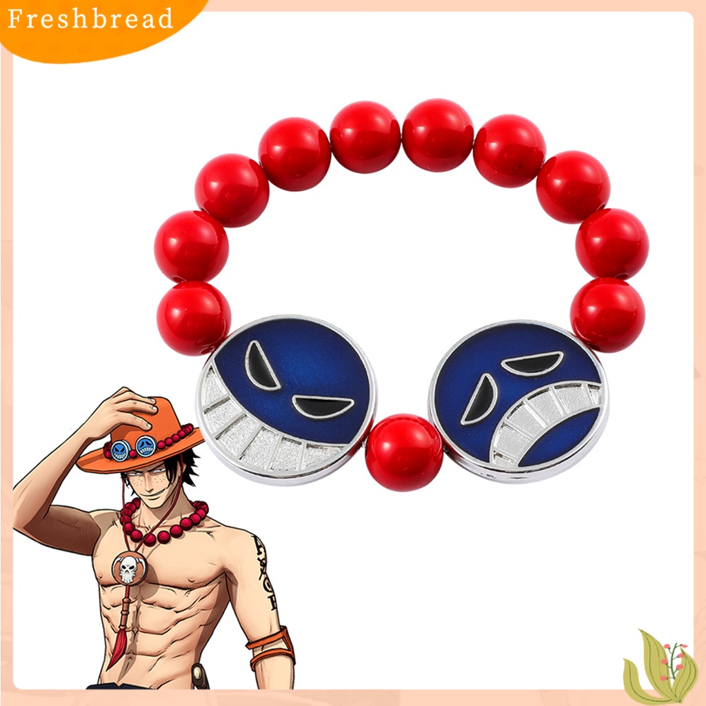 &lt; Freshbread &gt; Pria Gelang Senyum Menangis Wajah Pesona Manik-Manik Merah Elastis Keren Kepribadian Hadiah Adjustable Karakter Anime Cosplay Kalung Aksesoris Pakaian