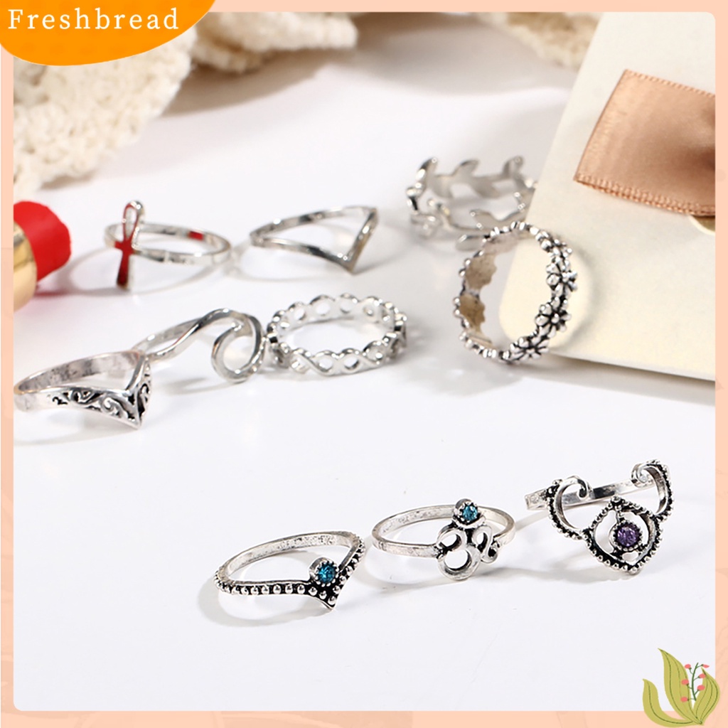 &lt; Freshbread &gt; 10pcs Cincin Buku Jari Vintage Bentuk Bunga Wanita V Shape Knuckle Band Untuk Club