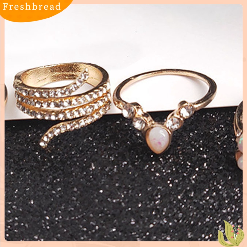 &lt; Freshbread &gt; 17 Pcs Stackable Knuckle Rings Geometris Berlian Imitasi Wanita Vintage Sparkling Finger Rings Perhiasan Aksesoris