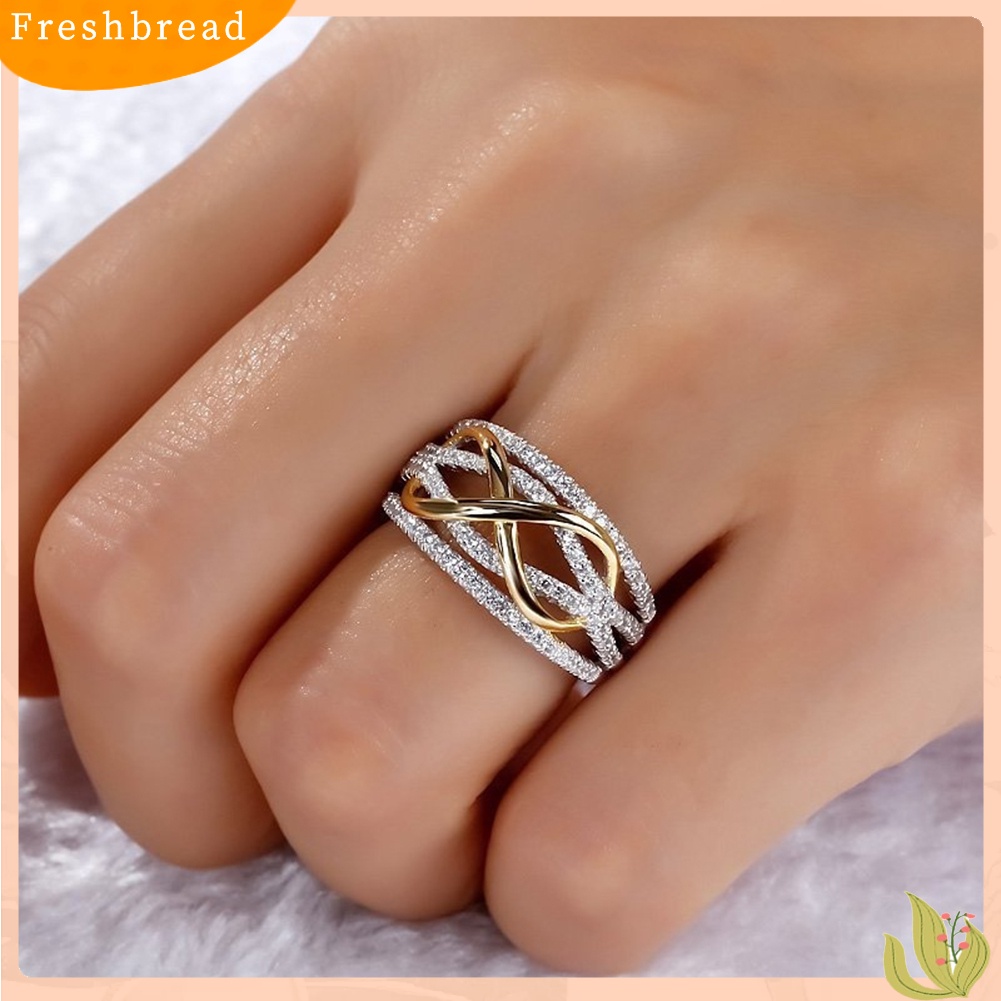 &lt; Freshbread &gt; 8-bentuk Berlian Imitasi Mengkilap Wanita Pernikahan Pertunangan Janji Cincin Perhiasan Hadiah