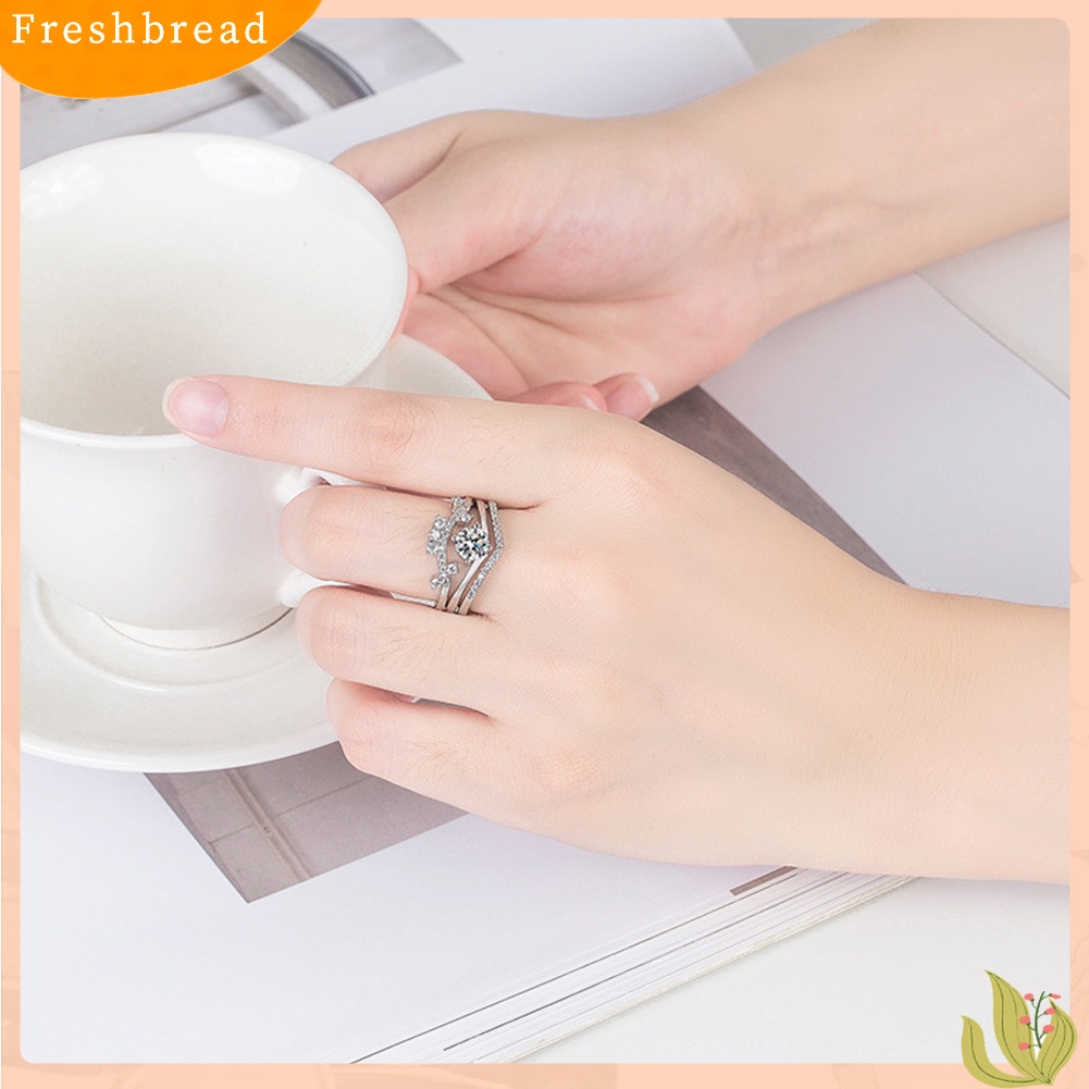 &lt; Freshbread &gt; 3in1 Couple Fashion Perak Berlapis Mahkota Jari Cincin Pesta Perhiasan Aksesori