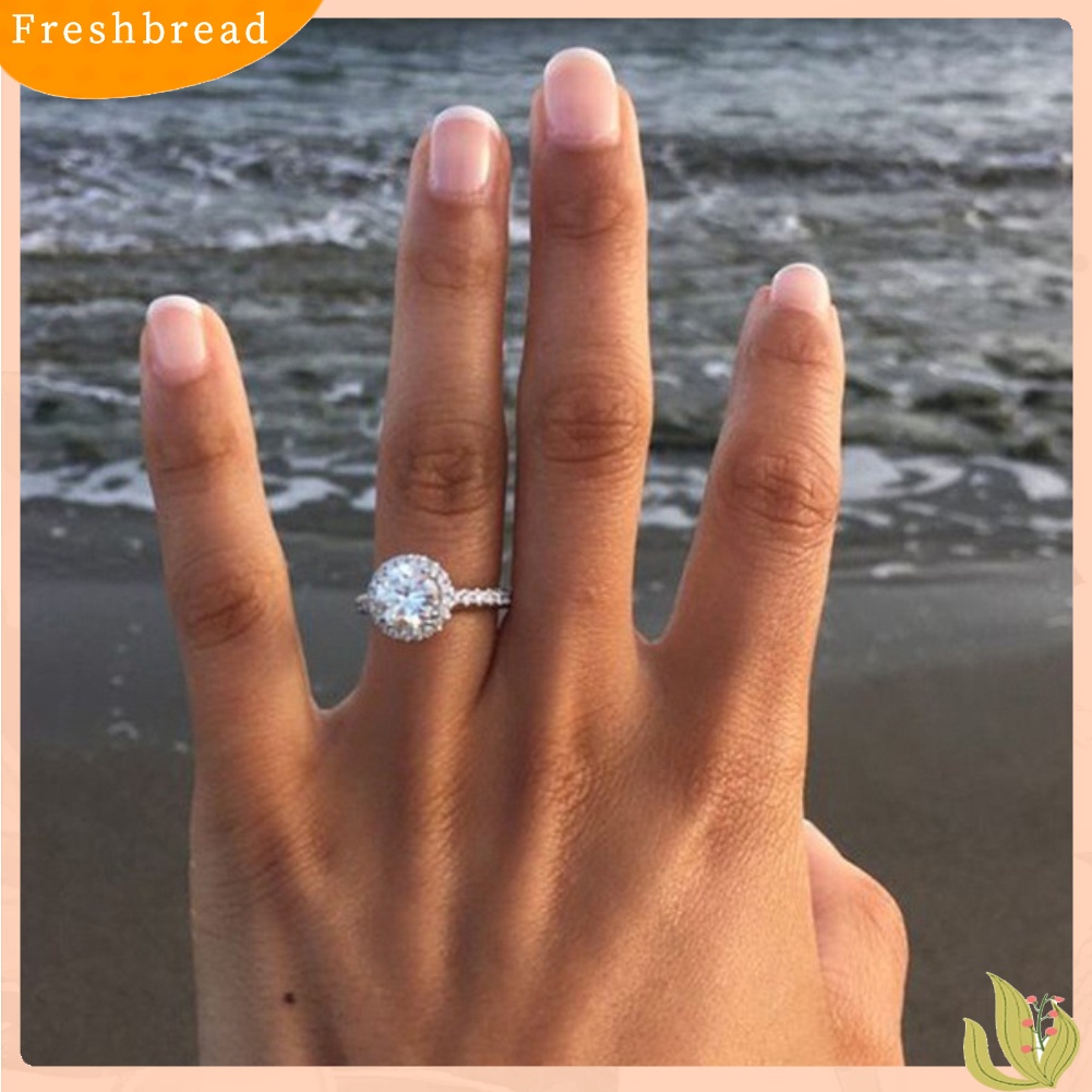 &lt; Freshbread &gt; Fashion Wanita Bulat Berlian Imitasi Jari Cincin Pernikahan Pertunangan Pesta Perhiasan