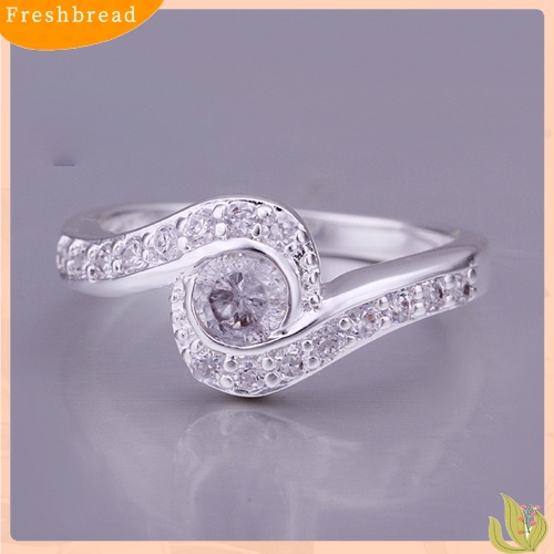 &lt; Freshbread &gt; Fashion Wanita OL Mewah Shiny Zircon Sun Flower Perak Disepuh Cincin Perhiasan Hadiah