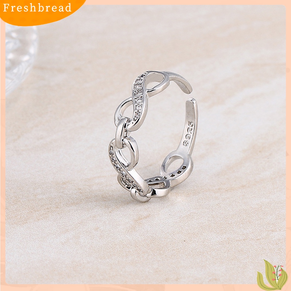 &lt; Freshbread &gt; Wanita Cincin Berongga-out Berlian Imitasi Mengkilap Hias Berkilau Pembukaan Yang Dapat Disesuaikan Hadiah Dekoratif Nomor8 Infinity Cinta Jari Cincin Perhiasan Fashion Untuk Hari Kasih Sayang