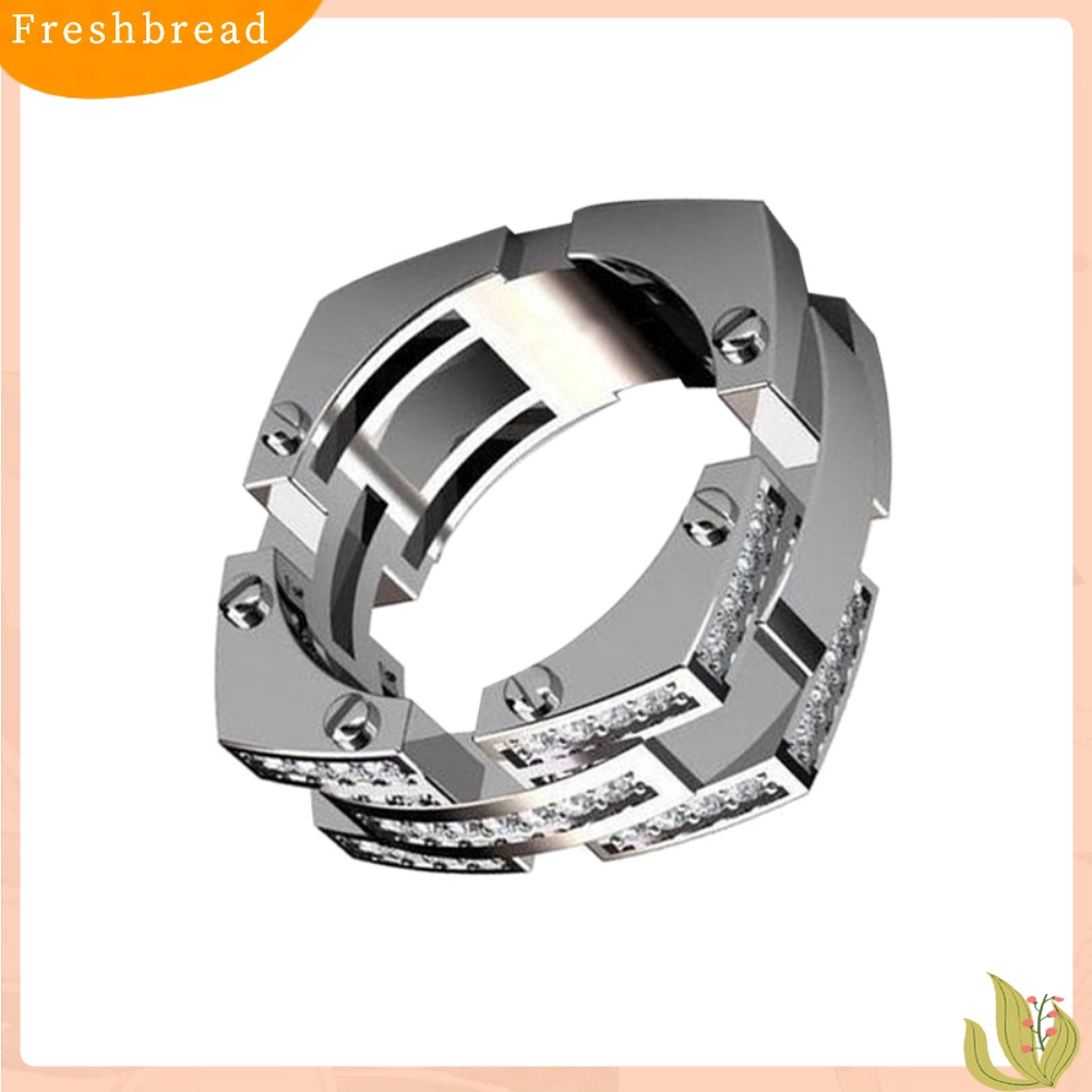&lt; Freshbread &gt; Fashion Unisex Mekanik Sekrup Berlian Imitasi Bertatahkan Jari Cincin Perhiasan Pesta