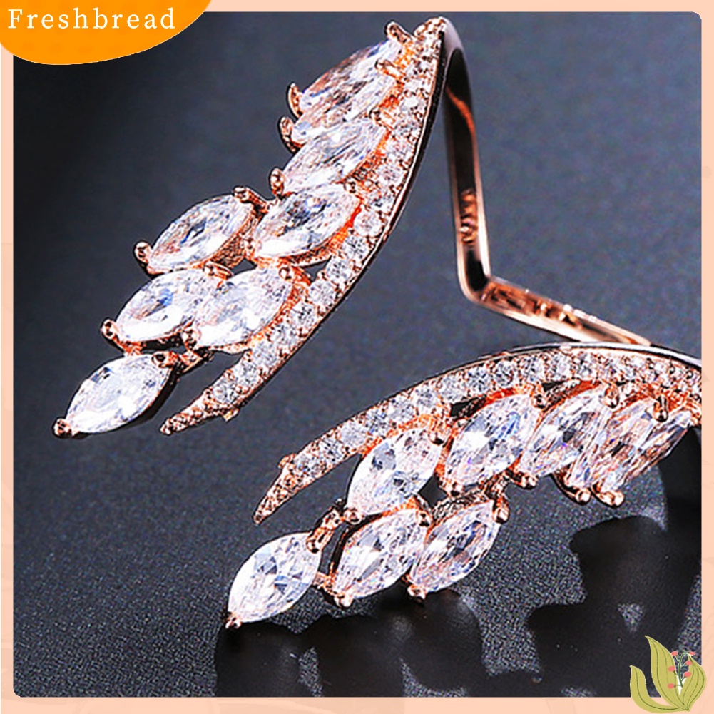 &lt; Freshbread &gt; Fashion Wanita Cubic Zirconia Bertatahkan Cincin Jari Terbuka Adjustable Perhiasan Hadiah