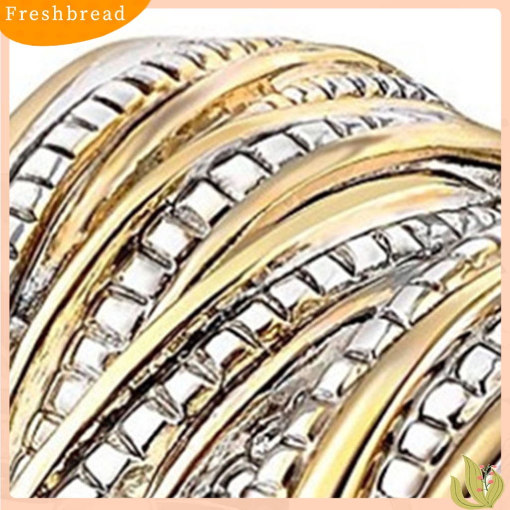 &lt; Freshbread &gt; Wanita Cincin Warna Emas Kerajinan Halus Putaran Multi Layer Mewah Pernikahan Cincin Perhiasan Aksesoris