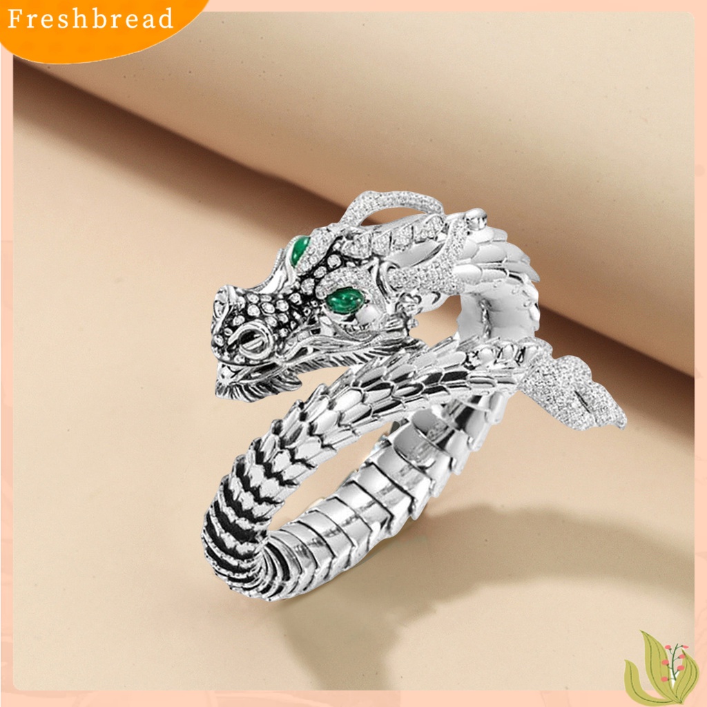 &lt; Freshbread &gt; Pria Cincin Pembukaan Berlebihan Tren Baru Kepribadian Hadiah Keren Perak-Warna Lilit Naga Loong Jari Cincin Perhiasan Fashion