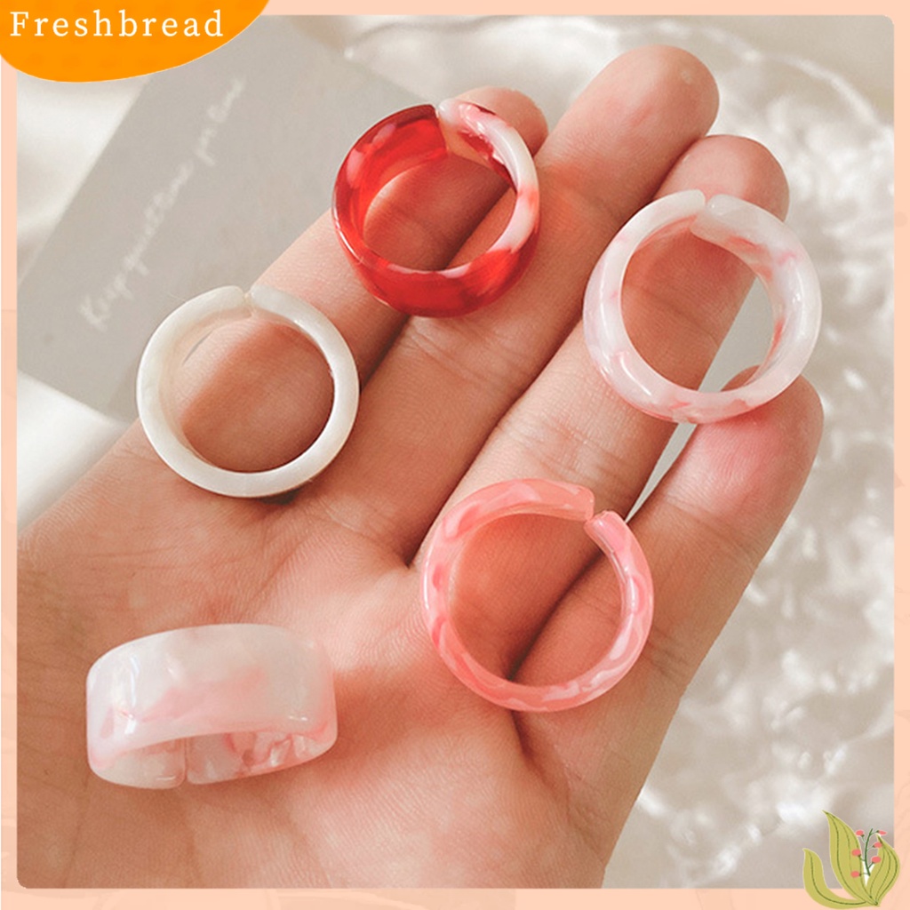 &lt; Freshbread &gt; 1set Cincin Couple Kokoh Mudah Dipakai Resin Tekstur Halus Cincin Fashion Untuk Pakaian Sehari-Hari