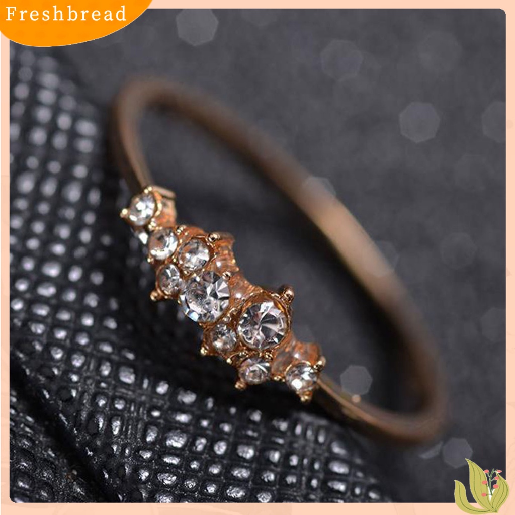 &lt; Freshbread &gt; Wanita Cincin Simple Berlapis Mengkilap9 Berlian Imitasi Knuckle Ring Untuk Pacaran