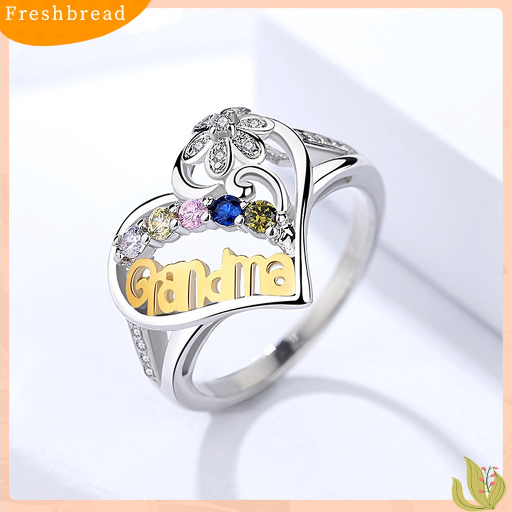 &lt; Freshbread &gt; Cincin Jari Berlian Imitasi Bentuk Hati Perhiasan Good-looking Women Ring Untuk Ibu