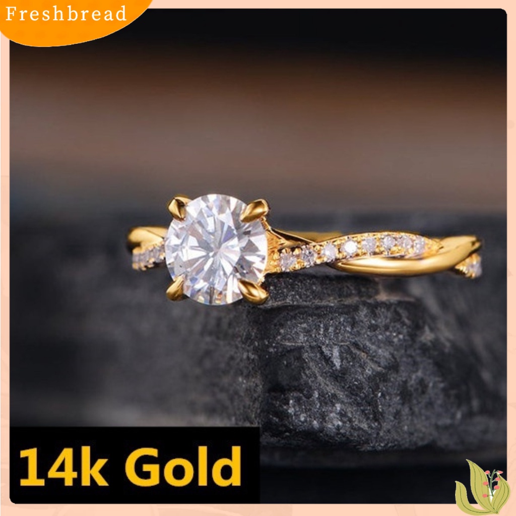 &lt; Freshbread &gt; Wanita Elegan Penuh Berlian Imitasi Bertatahkan Cubic Zirconia Jari Cincin Perhiasan Pernikahan