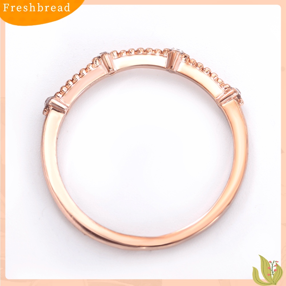 < Freshbread > Wanita4 Berlian Imitasi Bertatahkan Tipis Jari Cincin Pernikahan Pertunangan Perhiasan Hadiah