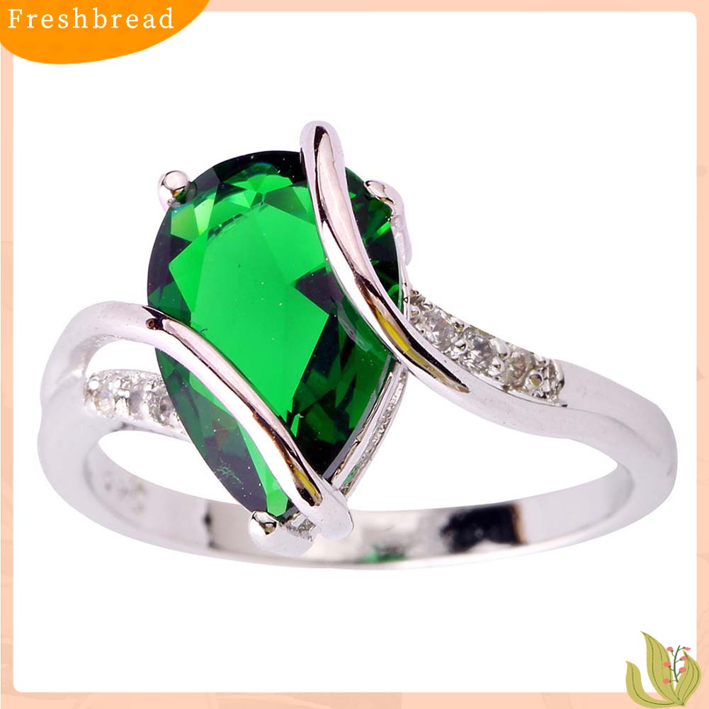 &lt; Freshbread &gt; Fashion Wanita Teardrop Bentuk Berlian Imitasi Bertatahkan Twist Cincin Hadiah Perhiasan Pernikahan