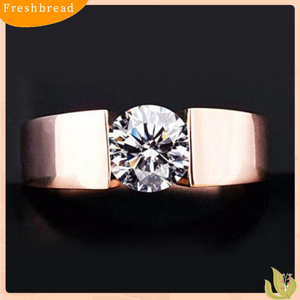 &lt; Freshbread &gt; Unisex Bulat Cubic Zirconia Bertatahkan Jari Cincin Pernikahan Pertunangan Perhiasan Hadiah