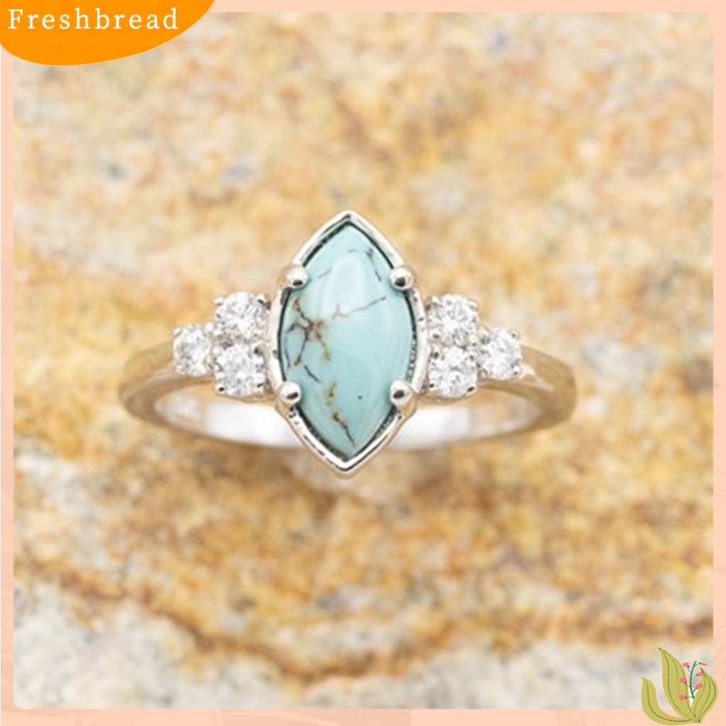 &lt; Freshbread &gt; 3Pcs Women Rings Stackable Artificial Turquoise Women Electroplated Tahan Lama Finger Rings Aksesoris Perhiasan