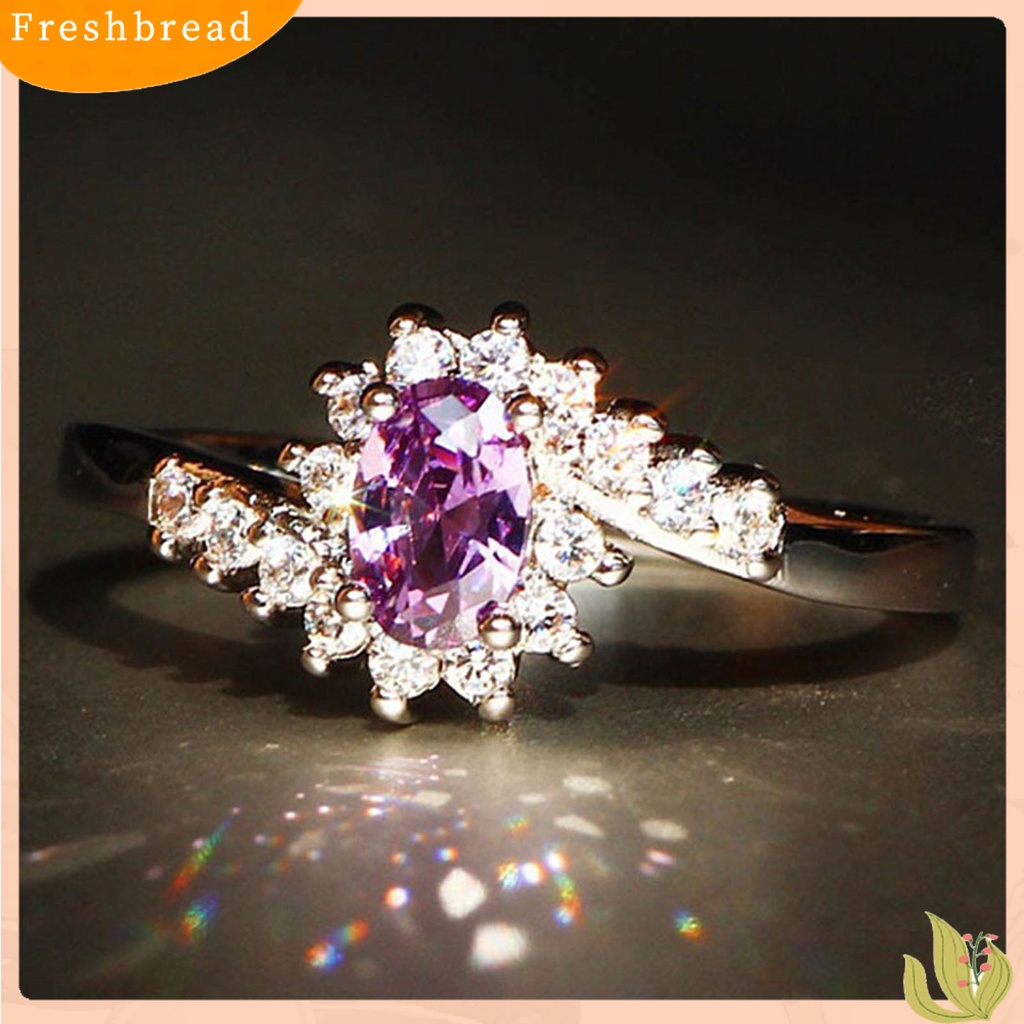 &lt; Freshbread &gt; Perhiasan Cincin Geometris Pengerjaan Halus Indah Bersinar Cubic Zircon Ring Untuk Pesta