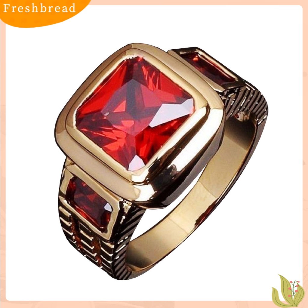 &lt; Freshbread &gt; Cincin Bentuk Persegi 4warna Cincin Pria Bisnis Bahan Stainless Steel Untuk Kehidupan Sehari-Hari