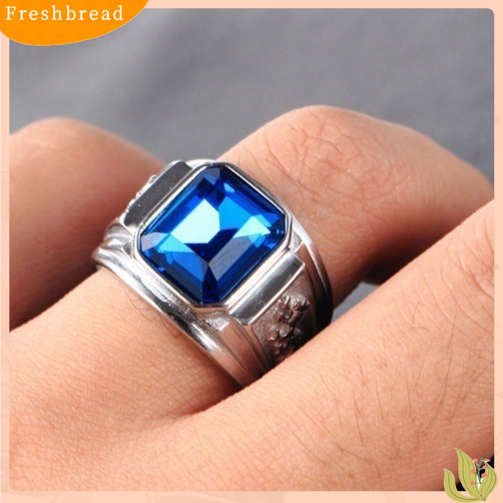 &lt; Freshbread &gt; Retro Naga Ukir Persegi Berlian Imitasi Tembaga Jari Cincin Pria Perhiasan Dekorasi Hadiah