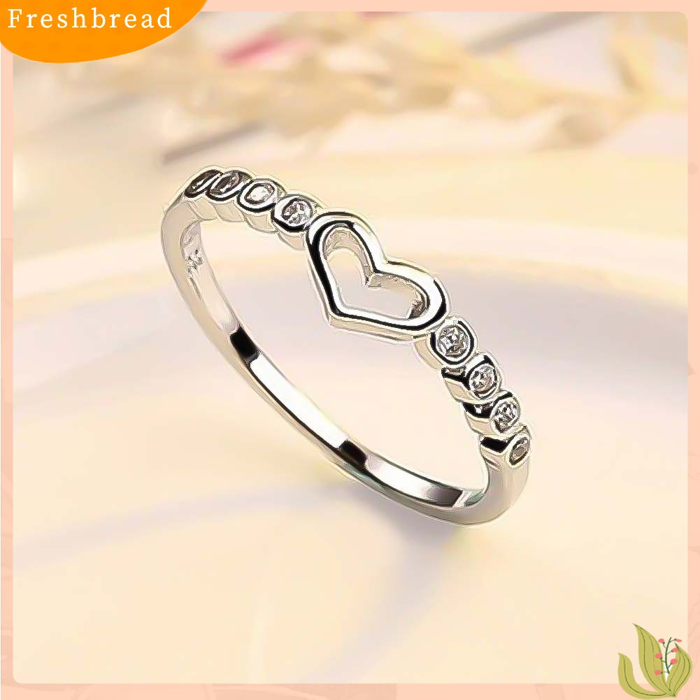 &lt; Freshbread &gt; Wanita Berongga Hati Berlian Imitasi Bertatahkan Jari Cincin Hadiah Perhiasan Pesta Pernikahan