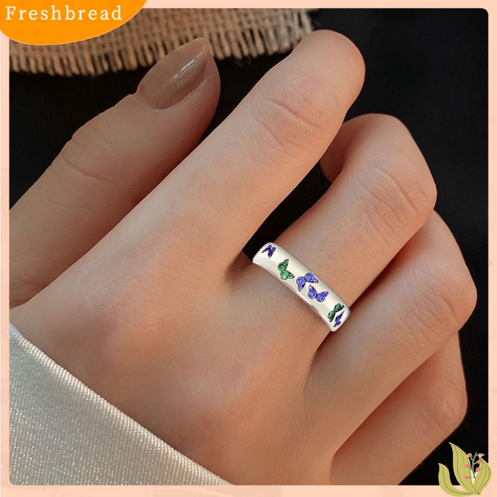 &lt; Freshbread &gt; Cincin Wanita Mengkilap Motif Kupu-Kupu Stainless Indah Warna Campur Lady Finger Ring Untuk Pernikahan