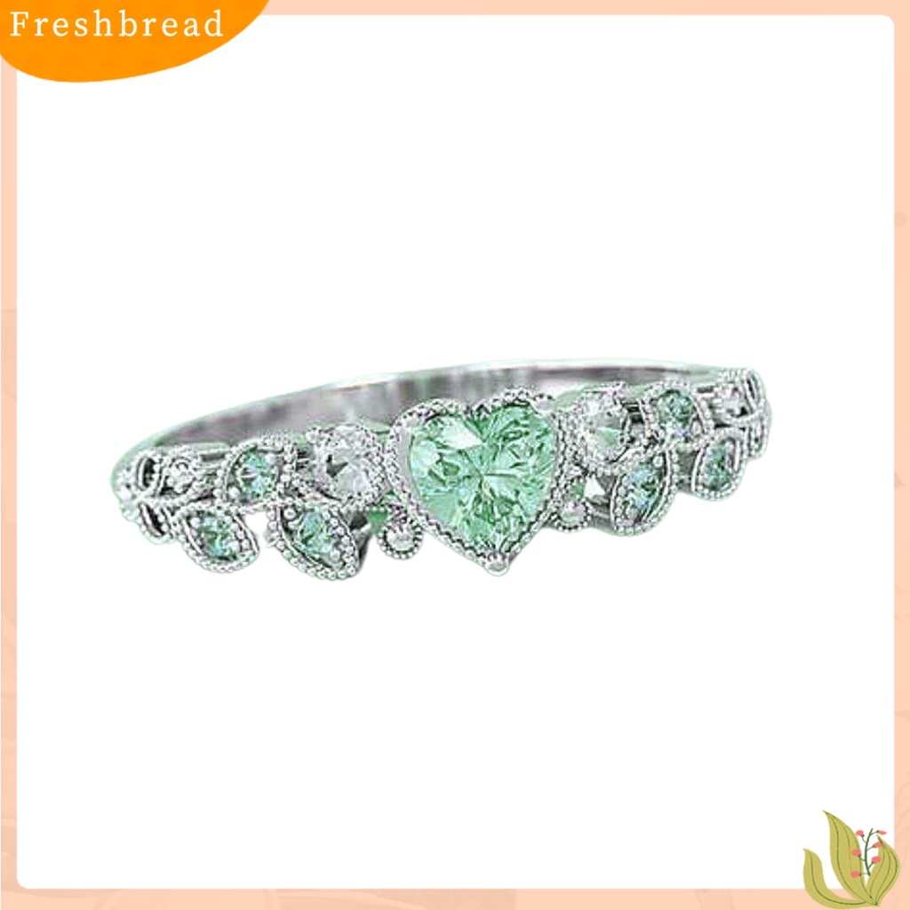 &lt; Freshbread &gt; Cincin Wanita Bentuk Daun Perhiasan Berlian Imitasi Elegan Cincin Indah Untuk Pernikahan