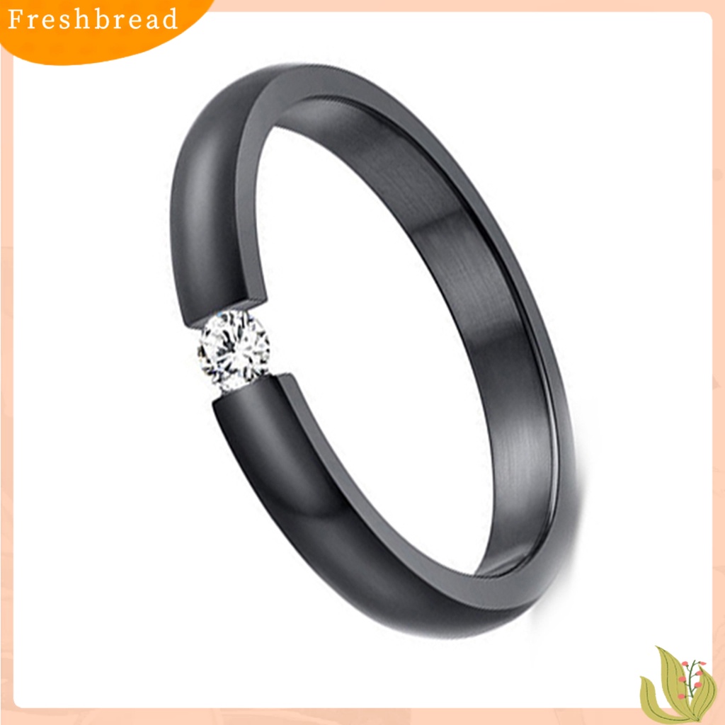 &lt; Freshbread &gt; Cincin Poles Berlian Imitasi Hias Titanium Steel Cincin Kawin Titanium Untuk Pesta