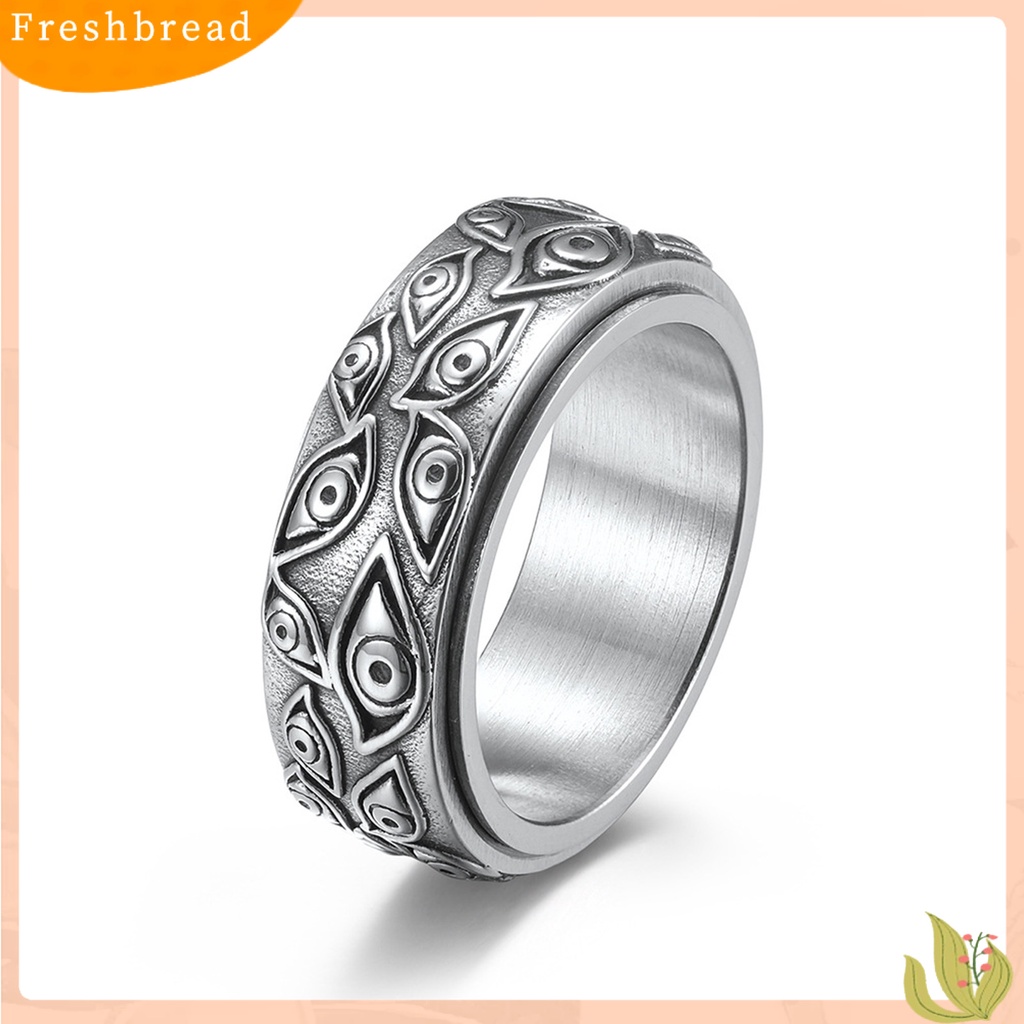 &lt; Freshbread &gt; Pria Cincin God Eye Rotatable Unisex Bulat Semua Cocok Jari Cincin Untuk Pacaran