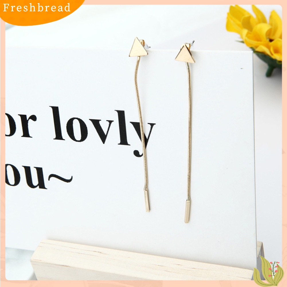 < Freshbread > Wanita Fashion Geometris Segitiga Stud Anting Rumbai Panjang Pesta Perhiasan Hadiah
