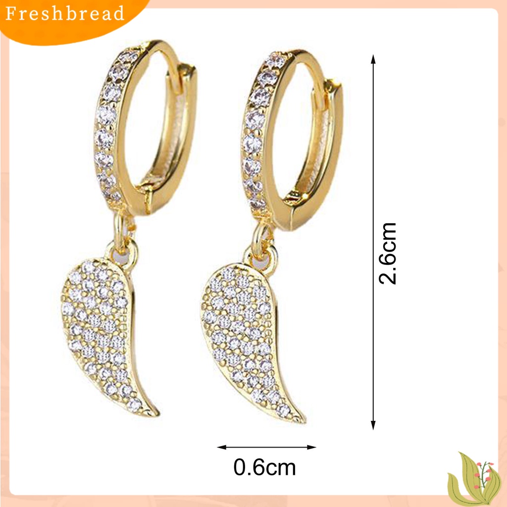 &lt; Freshbread &gt; 1pasang Anting Menjuntai Glitter Hiasan Telinga Temperamen Elegan Sayap Malaikat Berlian Imitasi Klip Telinga Untuk Pacaran