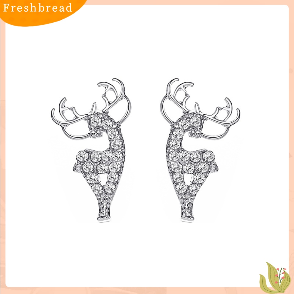 &lt; Freshbread &gt; Wanita Modis Elk Shape Ear Stud Earrings Perhiasan Aksesori Hadiah Natal