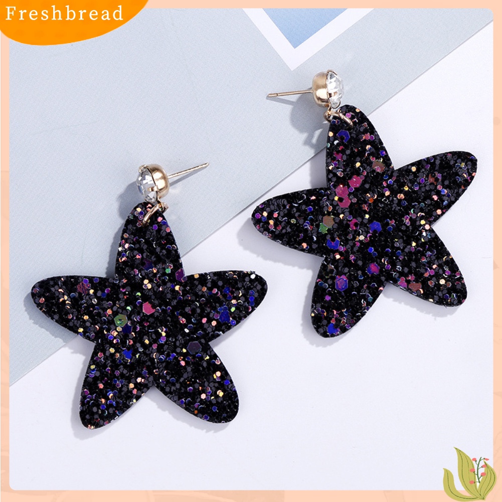 &lt; Freshbread &gt; Manis Sequin Pentagram Menjuntai Ear Stud Earrings Wanita Perhiasan Hadiah Ulang Tahun