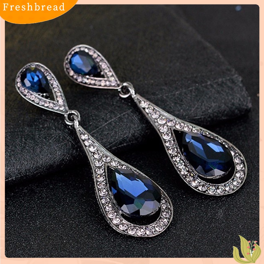 &lt; Freshbread &gt; Fashion Wanita Tetesan Air Imitasi Batu Permata Berlian Imitasi Liontin Stud Earrings Jewelry