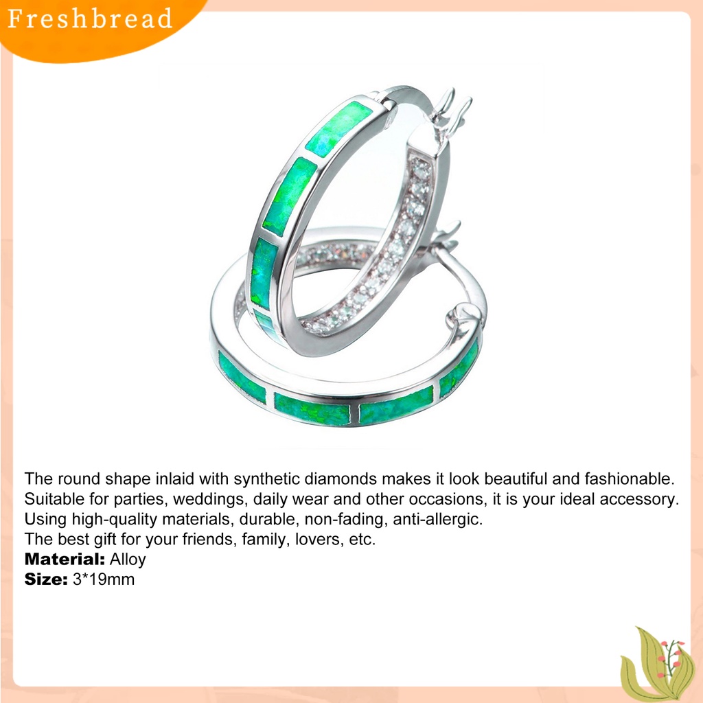 &lt; Freshbread &gt; Anting Dainty Berlian Imitasi Hias Bentuk Lingkaran Anting Hoop Alloy Untuk Pesta