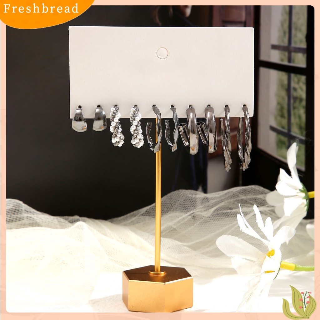 &lt; Freshbread &gt; 6pasang Anting Hoop Mutiara Imitasi Bentuk C Vintage Twist Drop Earrings Untuk Pesta Perjamuan Pernikahan Prom