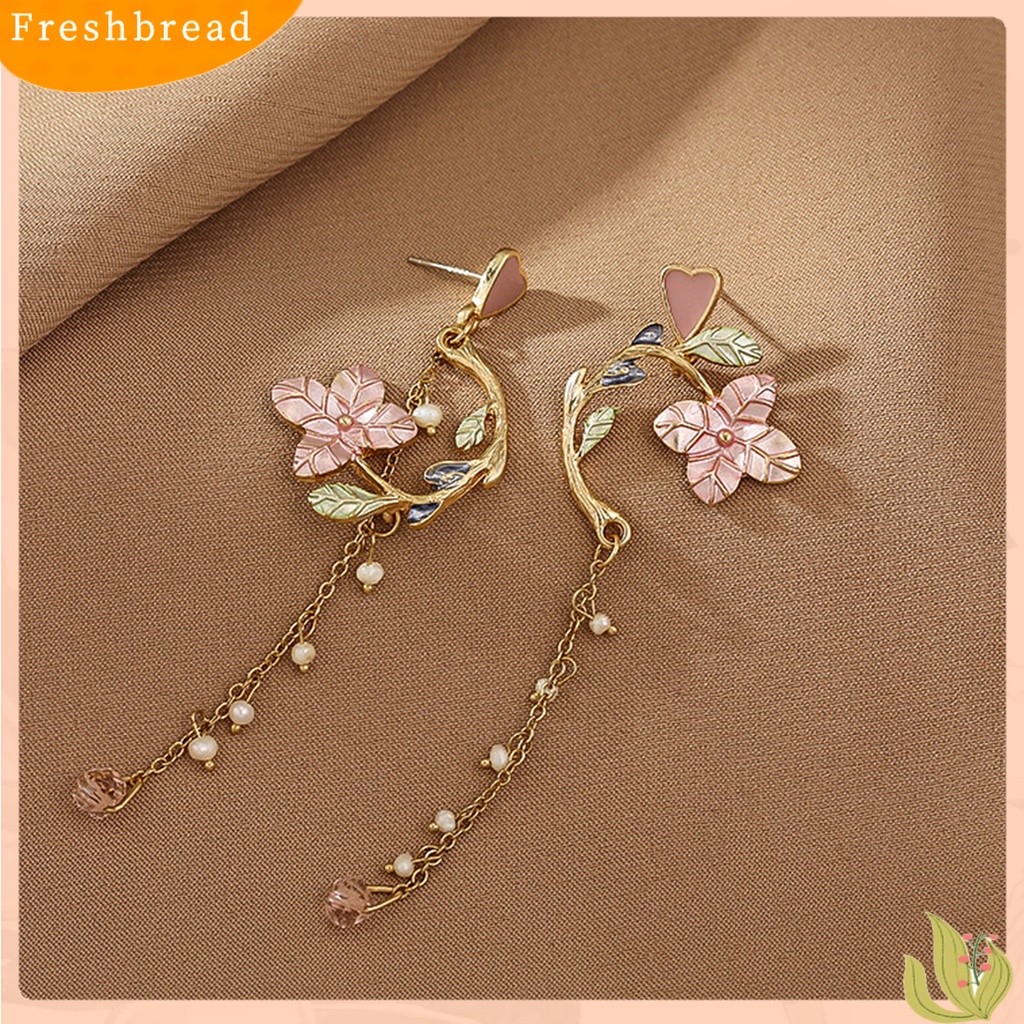 &lt; Freshbread &gt; 1pasang Anting Tusuk Perhiasan Bunga Asimetris All Match Anting Rumbai Menjuntai Untuk Pacaran