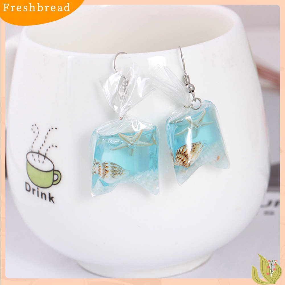 &lt; Freshbread &gt; Lovely Resin Transparan Pack Bintang Laut Bunga Kering Gadis Ear Hook Earrings Decor